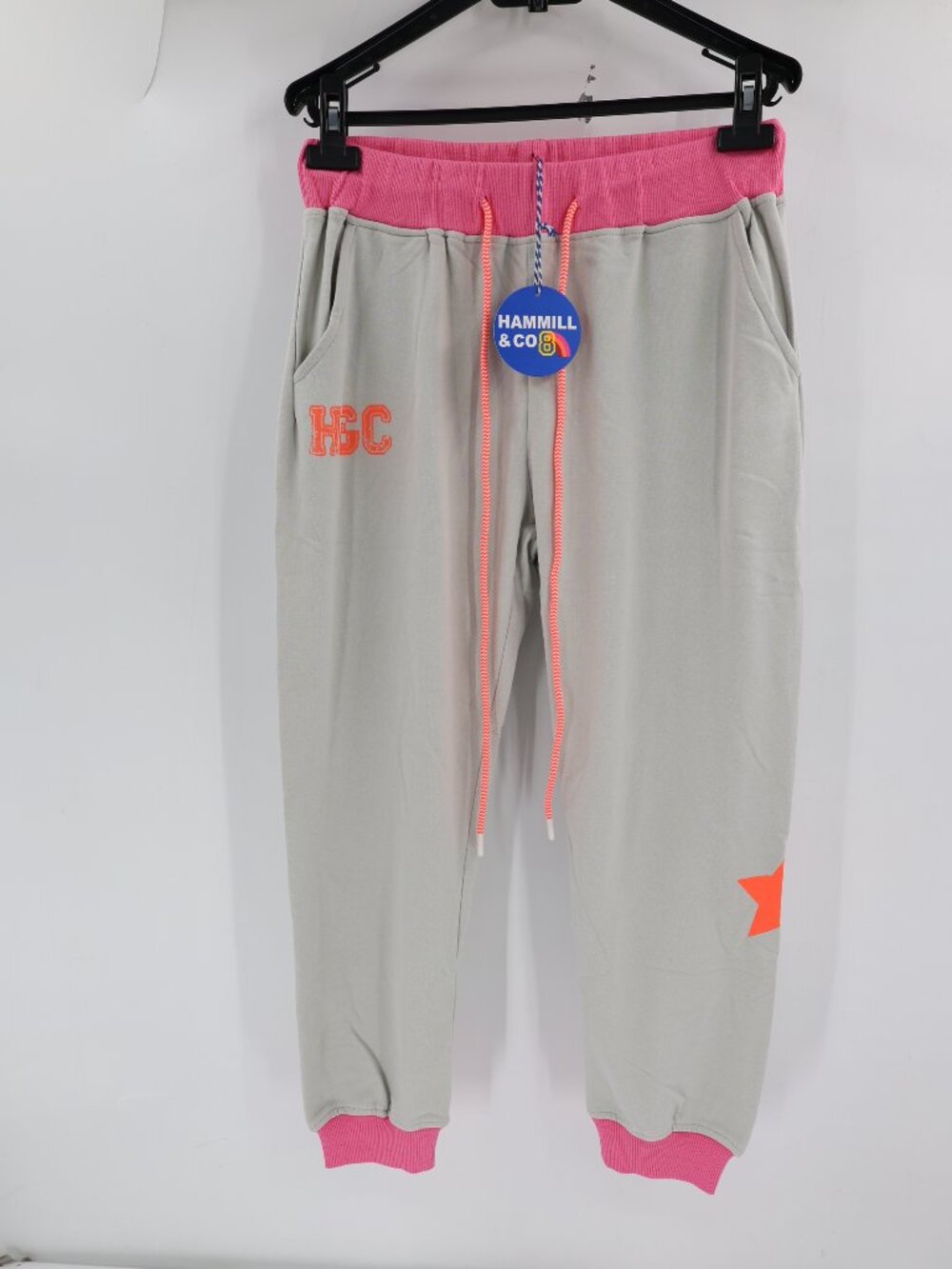 NWOT Hammill & Co Joggers Womens medium L24 gray Sweatpants Cotton star print